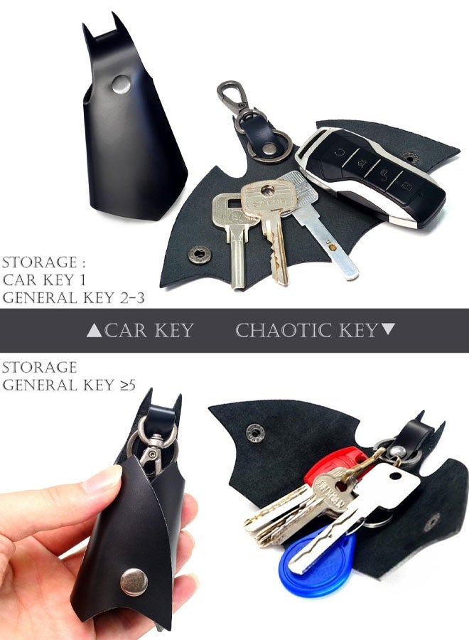 KeyChain Leather Bat Shape For Men Gifts And Women Car Key Fob Case, Leather Fashion Pop Keys Ring Cover Holder - Image 3